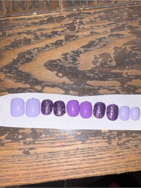 Handmade Purple Glitter Press-On Nail Set